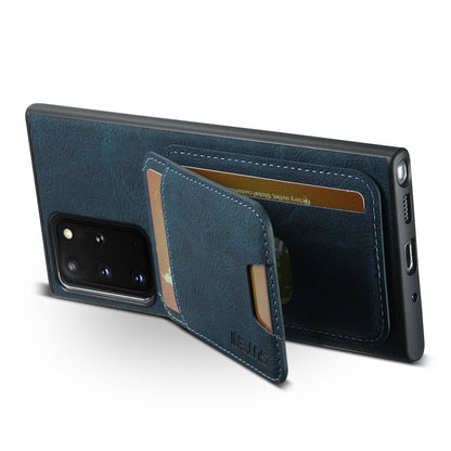 For Samsung Galaxy Note20 Suteni H02 Litchi Leather Card Wallet Stand Back Phone Case(Blue)