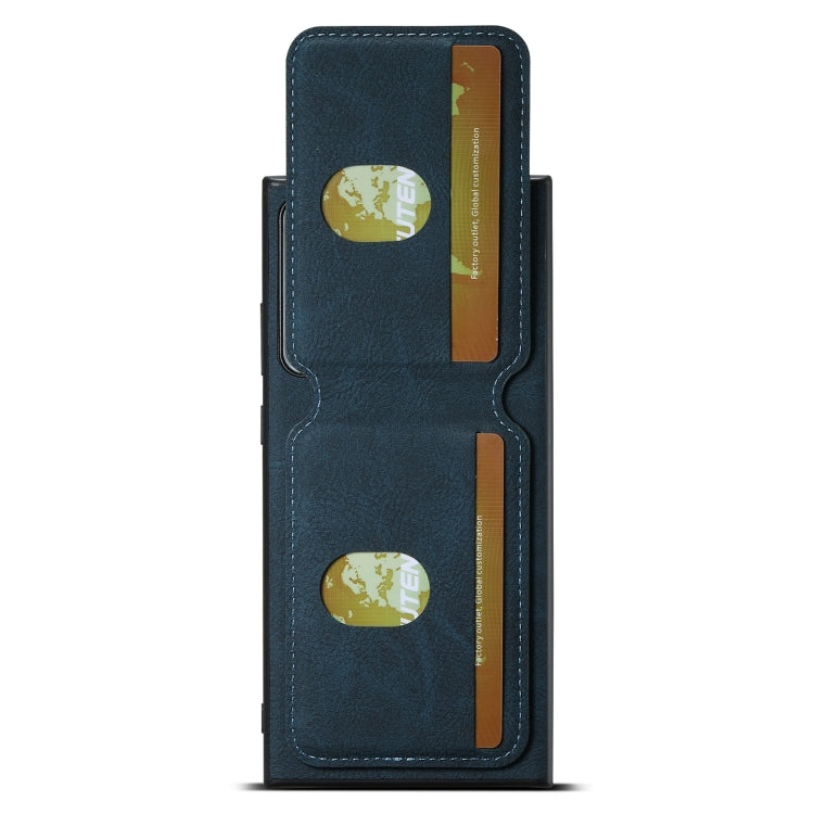For Samsung Galaxy Note20 Suteni H02 Litchi Leather Card Wallet Stand Back Phone Case(Blue)
