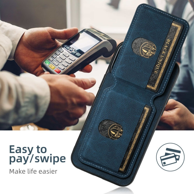 For Samsung Galaxy Note20 Suteni H02 Litchi Leather Card Wallet Stand Back Phone Case(Blue)