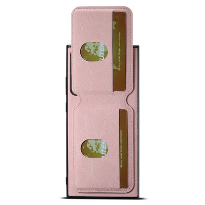 For Samsung Galaxy Note20 Suteni H02 Litchi Leather Card Wallet Stand Back Phone Case(Pink)