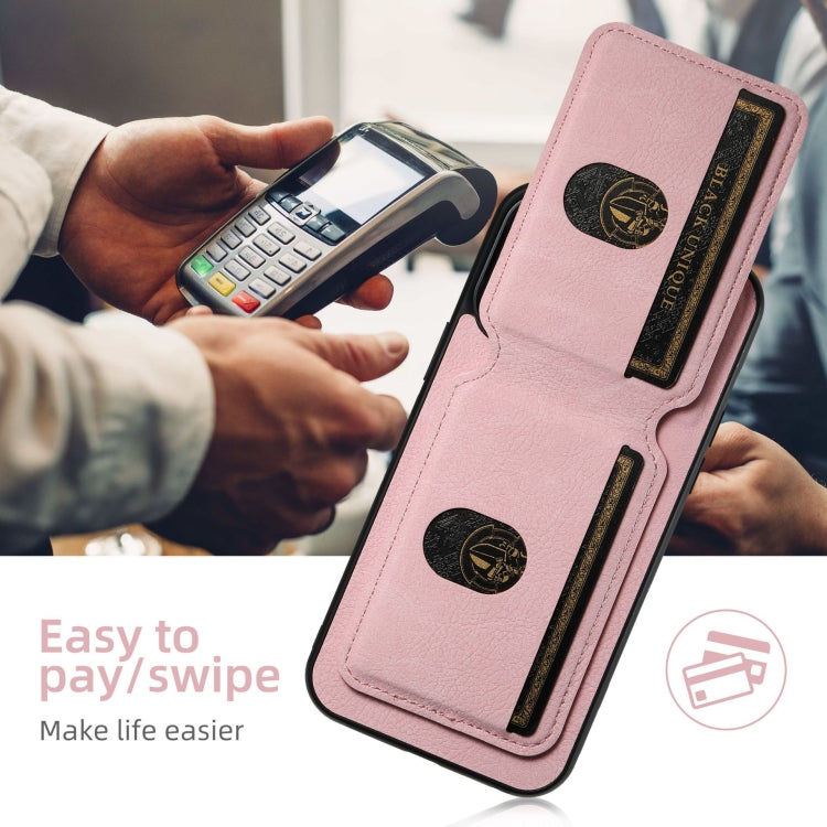 For Samsung Galaxy Note20 Suteni H02 Litchi Leather Card Wallet Stand Back Phone Case(Pink)