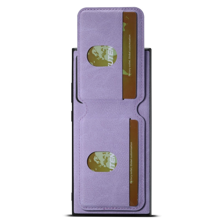 For Samsung Galaxy Note20 Suteni H02 Litchi Leather Card Wallet Stand Back Phone Case(Purple)