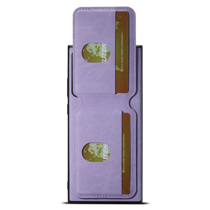 For Samsung Galaxy Note20 Suteni H02 Litchi Leather Card Wallet Stand Back Phone Case(Purple)