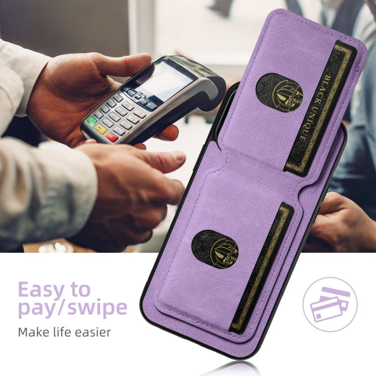 For Samsung Galaxy Note20 Suteni H02 Litchi Leather Card Wallet Stand Back Phone Case(Purple)