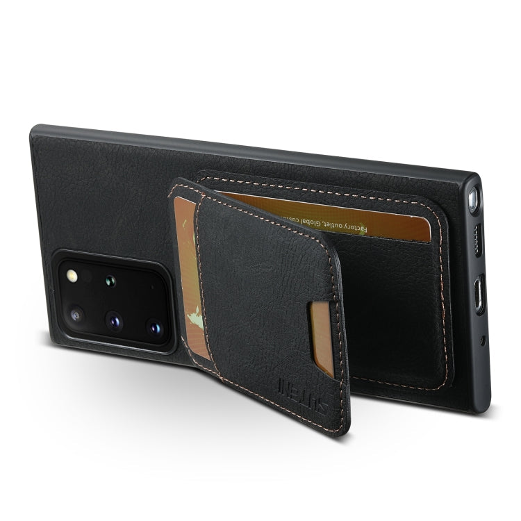 For Samsung Galaxy Note20 Ultra Suteni H02 Litchi Leather Card Wallet Stand Back Phone Case(Black)