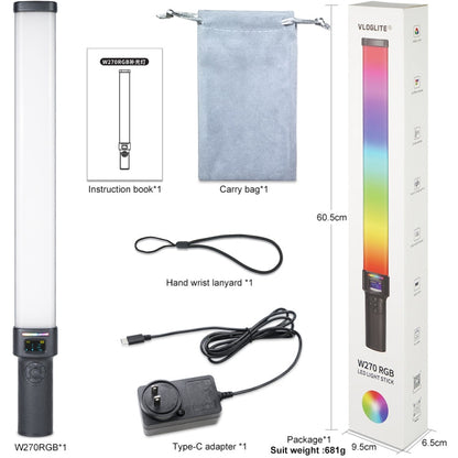 VLOGLITE W270RGB Live Streaming E-Sports Handheld Fill Light LED Studio Light(US Plug)