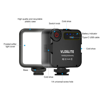 VLOGLITE W49S Mini Anneau Lumineux de Beauté à Luminosité Réglable pour Vidéo, Photographie et Diffusion en Direct