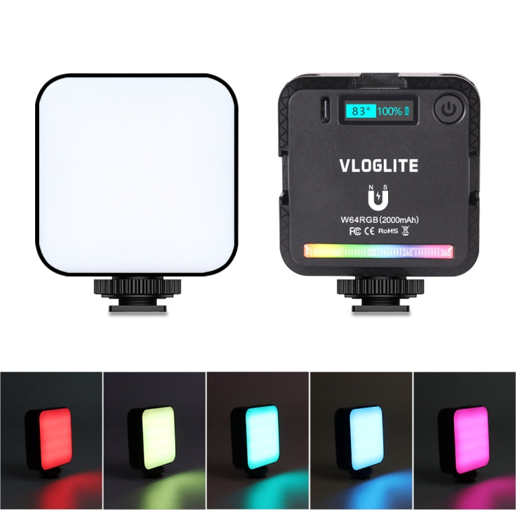 VLOGLITE W64RGB Lumière d'appoint LED RVB gradable 20 modes Lampe vidéo pour diffusion en direct