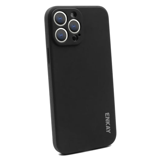 For iPhone 15 Pro Max ENKAY Liquid Silicone Soft Shockproof Phone Case(Black)