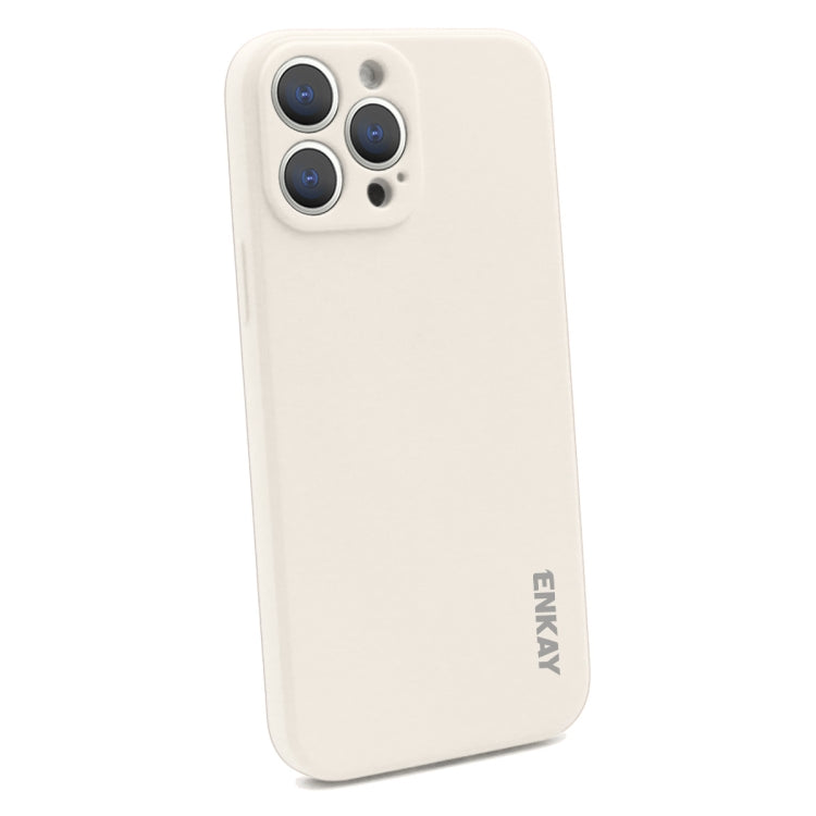 Pour iPhone 15 Pro, coque de téléphone antichoc souple en silicone liquide ENKAY (beige)