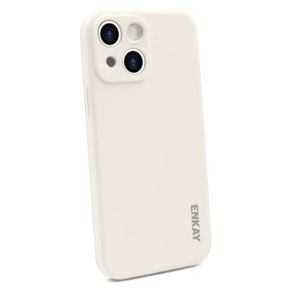 Pour iPhone 15 Coque de téléphone antichoc souple en silicone liquide ENKAY (Beige)