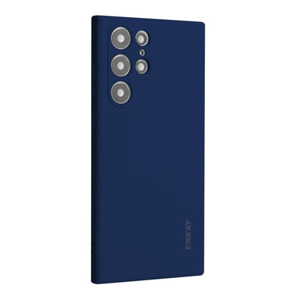 Pour Samsung Galaxy S24 Ultra 5G ENKAY Coque de Téléphone Souple Antichoc en Silicone Liquide (Bleu Foncé)