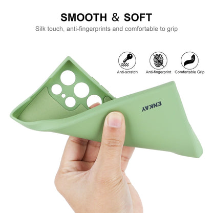 Pour Samsung Galaxy S24 Ultra 5G ENKAY Coque de Téléphone Souple Antichoc en Silicone Liquide (Bleu Foncé)