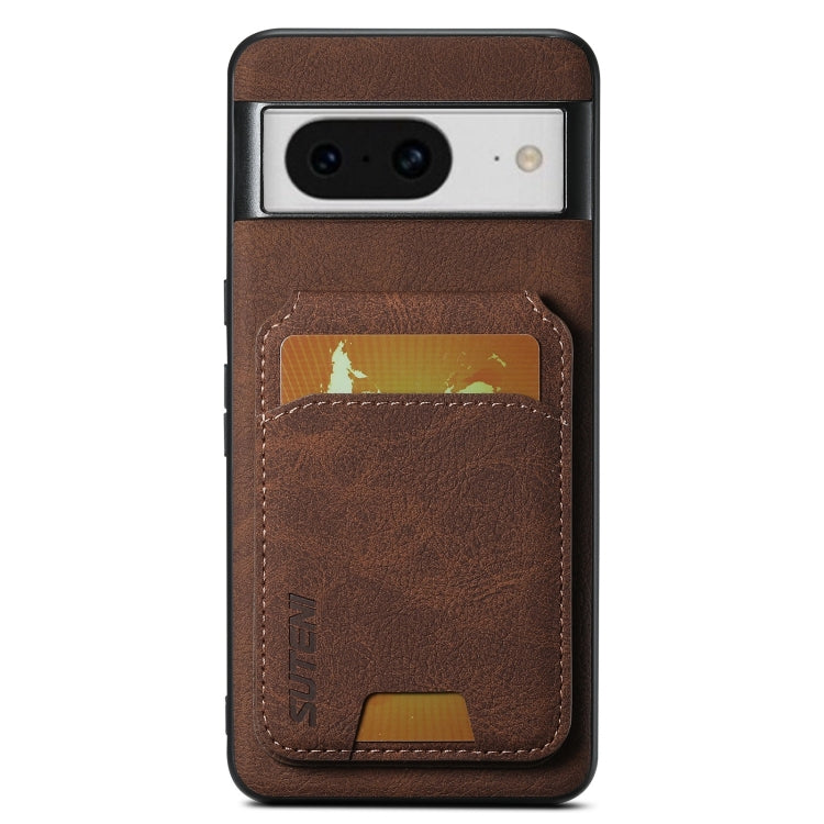 For Google Pixel 8 Suteni H02 Litchi Leather Card Wallet Stand Back Phone Case(Brown)