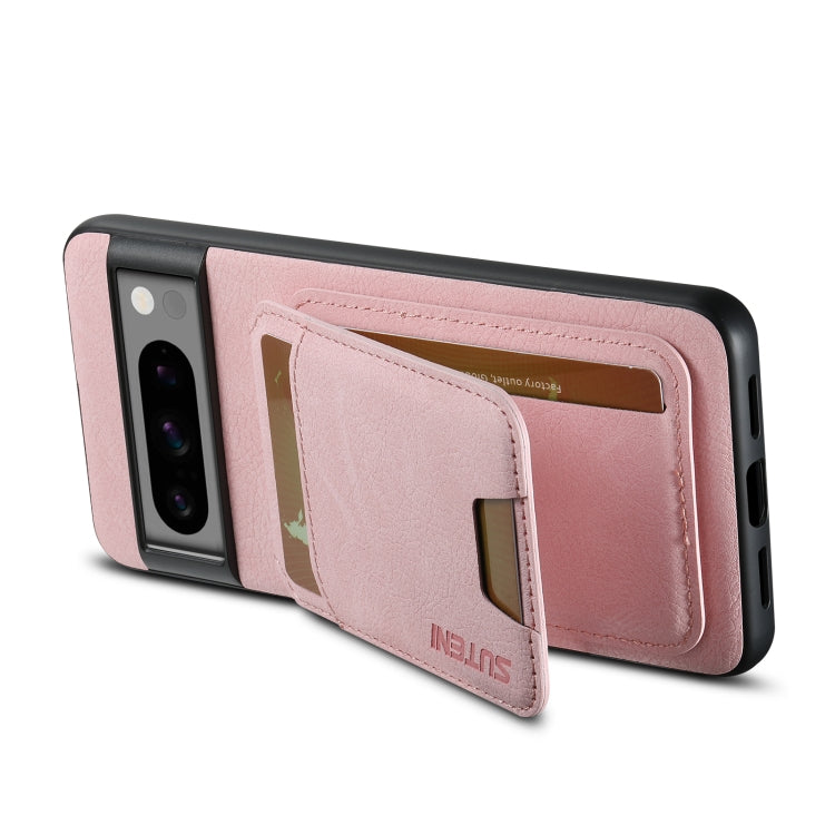 For Google Pixel 8 Suteni H02 Litchi Leather Card Wallet Stand Back Phone Case(Pink)