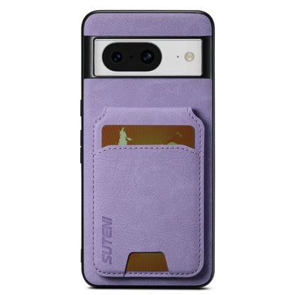 For Google Pixel 8 Suteni H02 Litchi Leather Card Wallet Stand Back Phone Case(Purple)