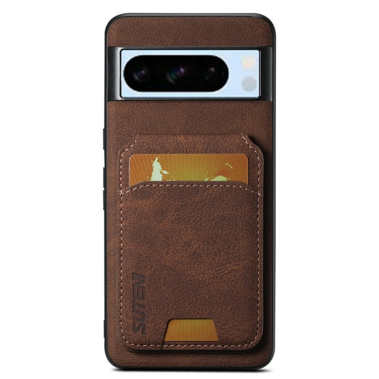 For Google Pixel 8 Pro Suteni H02 Litchi Leather Card Wallet Stand Back Phone Case(Brown)