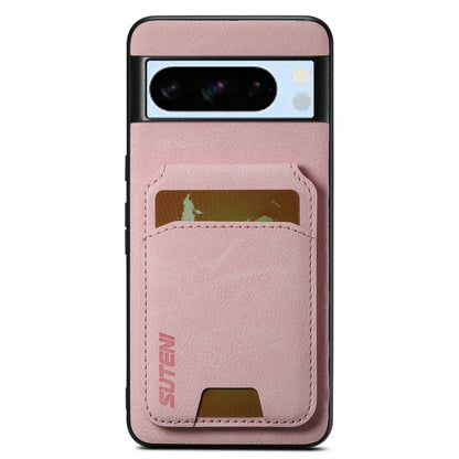 For Google Pixel 8 Pro Suteni H02 Litchi Leather Card Wallet Stand Back Phone Case(Pink)