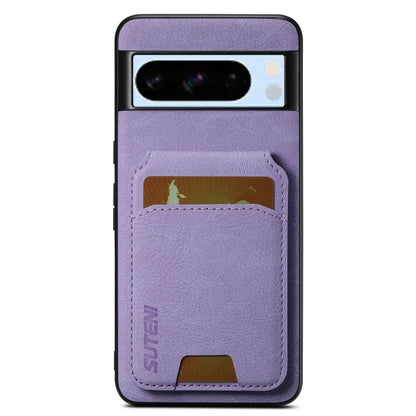 For Google Pixel 8 Pro Suteni H02 Litchi Leather Card Wallet Stand Back Phone Case(Purple)