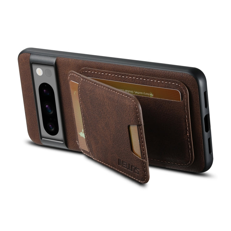 For Google Pixel 8a Suteni H02 Litchi Leather Card Wallet Stand Back Phone Case(Brown)