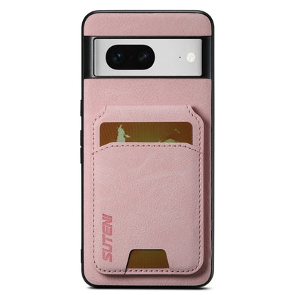 For Google Pixel 7 Suteni H02 Litchi Leather Card Wallet Stand Back Phone Case(Pink)