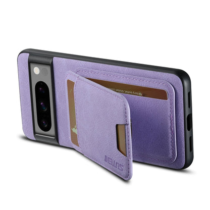 For Google Pixel 7 Suteni H02 Litchi Leather Card Wallet Stand Back Phone Case(Purple)