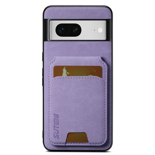 For Google Pixel 7 Suteni H02 Litchi Leather Card Wallet Stand Back Phone Case(Purple)