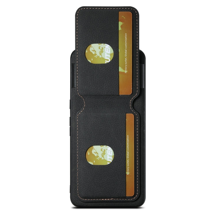 Pour Google Pixel 7 Pro Étui H02 Suteni en cuir litchi avec porte-cartes et béquille (noir)