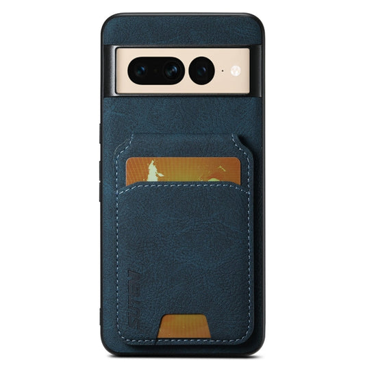Pour Google Pixel 7 Pro Suteni H02 Étui portefeuille en cuir Litchi avec support (bleu)