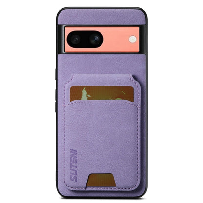 For Google Pixel 7a Suteni H02 Litchi Leather Card Wallet Stand Back Phone Case(Purple)