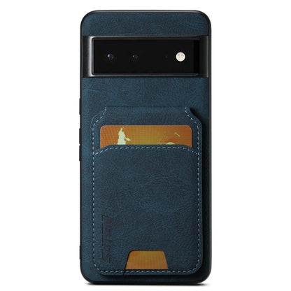For Google Pixel 6 Suteni H02 Litchi Leather Card Wallet Stand Back Phone Case(Blue)