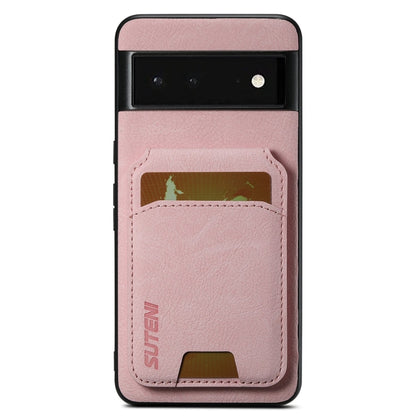 For Google Pixel 6 Suteni H02 Litchi Leather Card Wallet Stand Back Phone Case(Pink)