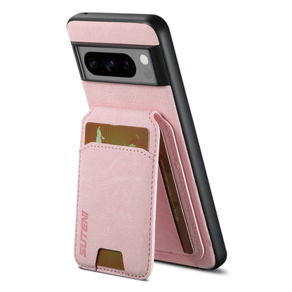 For Google Pixel 6 Suteni H02 Litchi Leather Card Wallet Stand Back Phone Case(Pink)
