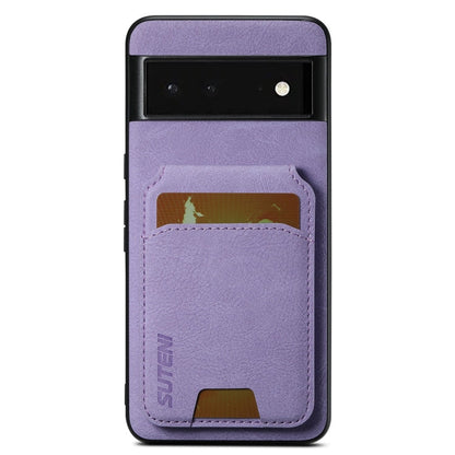 For Google Pixel 6 Suteni H02 Litchi Leather Card Wallet Stand Back Phone Case(Purple)