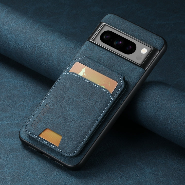 For Google Pixel 6 Pro Suteni H02 Litchi Leather Card Wallet Stand Back Phone Case(Blue)