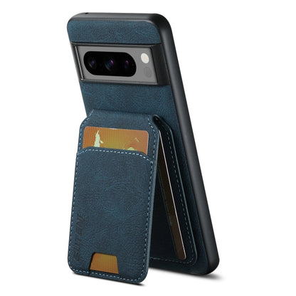 For Google Pixel 6 Pro Suteni H02 Litchi Leather Card Wallet Stand Back Phone Case(Blue)