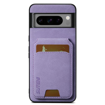 For Google Pixel 9 Pro Suteni H02 Litchi Leather Card Wallet Stand Back Phone Case(Purple)