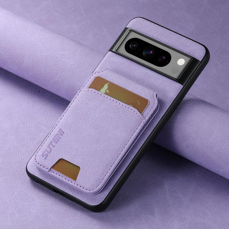 For Google Pixel 9 Pro Suteni H02 Litchi Leather Card Wallet Stand Back Phone Case(Purple)