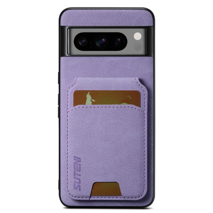For Google Pixel 9 Pro XL Suteni H02 Litchi Leather Card Wallet Stand Back Phone Case(Purple)