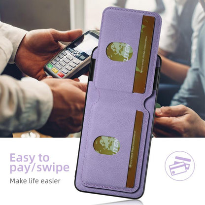 Pour l'étui de téléphone arrière Google Pixel 10 Pro XL Suteni H02 en cuir litchi avec porte-cartes et support (violet)