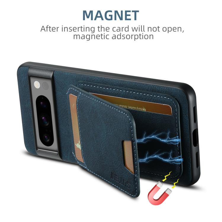 For Google Pixel 10 Suteni H02 Litchi Leather Card Wallet Stand Back Phone Case(Blue)