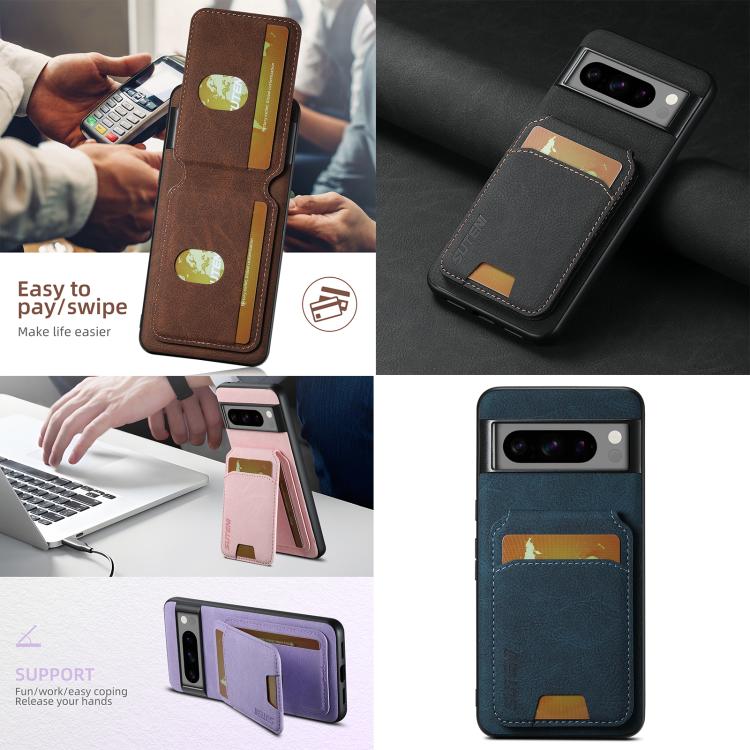 For Google Pixel 8 Suteni H02 Litchi Leather Card Wallet Stand Back Phone Case(Brown)