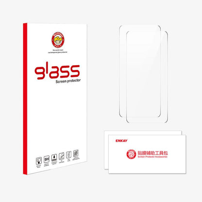 For Honor 400 Lite Global 2pcs ENKAY 9H Big Arc Edge High Aluminum-silicon Tempered Glass Film