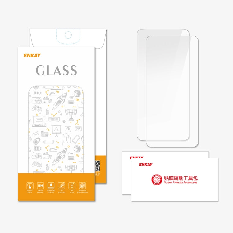 Pour vivo iQOO 11 / 11s 2 pièces ENKAY Film de protection d'écran en verre trempé à grand arc 9H en aluminium-silicium