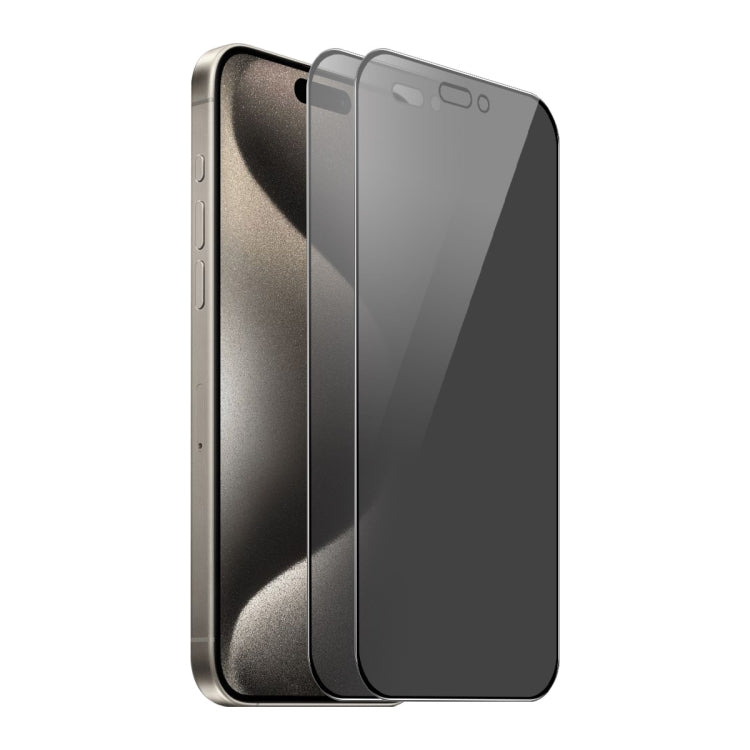 For iPhone 15 Pro Max 2pcs ENKAY Hat-Prince 360 Degree Anti-peeping Privacy Full Screen Tempered Glass Film