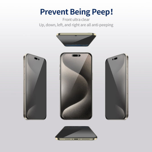 For iPhone 15 Pro Max 2pcs ENKAY Hat-Prince 360 Degree Anti-peeping Privacy Full Screen Tempered Glass Film