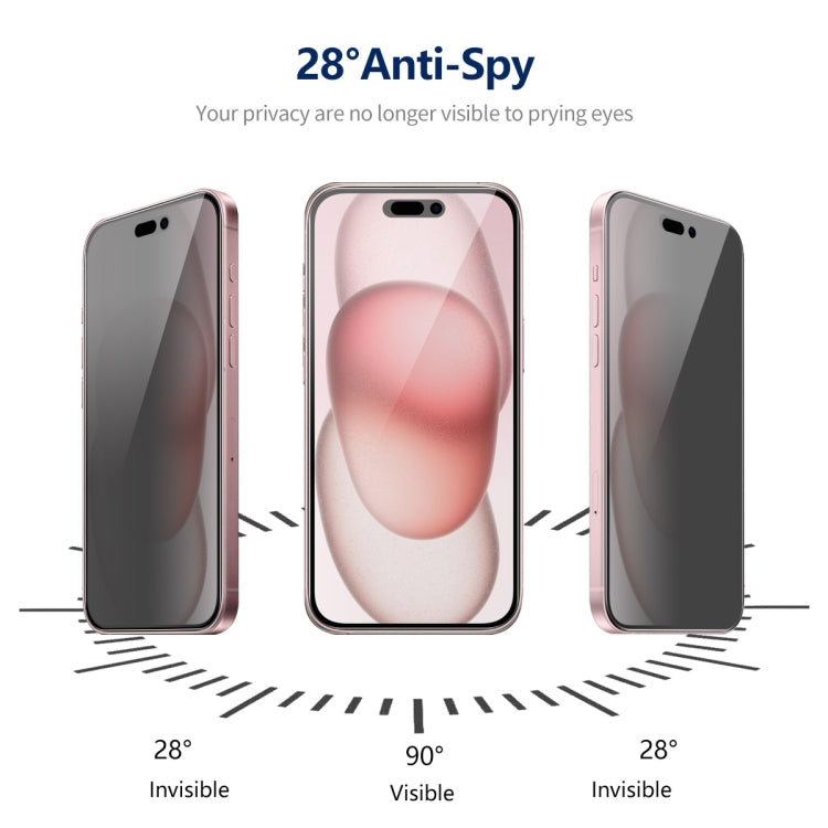 Pour iPhone 15 Plus 2 pcs Film en Verre Trempé Anti-espion de Confidentialité à 360 Degrés ENKAY Hat-Prince pour Écran Complet