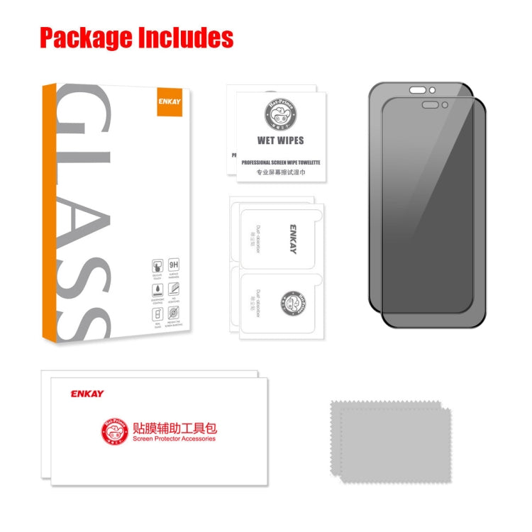 Pour iPhone 15 Plus 2 pcs Film en Verre Trempé Anti-espion de Confidentialité à 360 Degrés ENKAY Hat-Prince pour Écran Complet