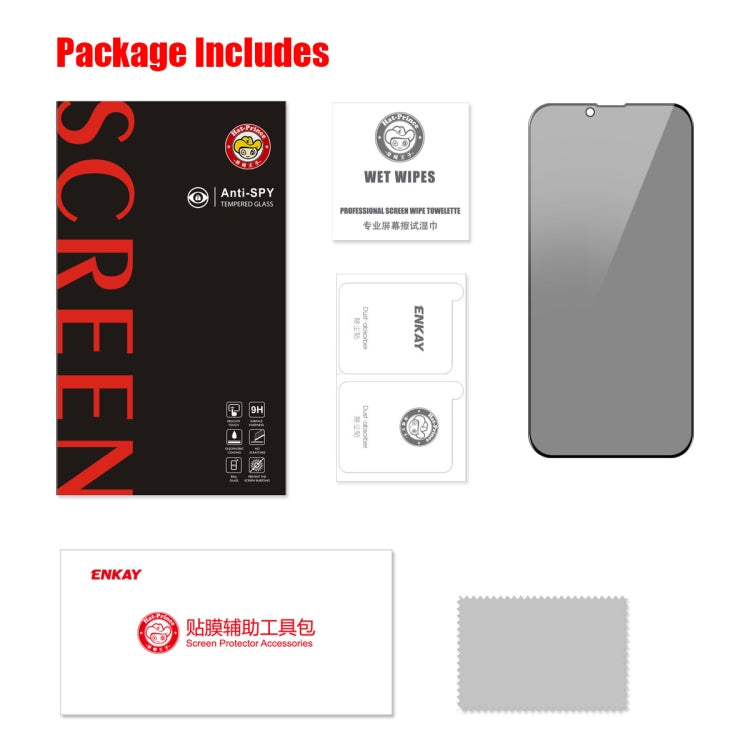 For iPhone 14 Plus 2pcs ENKAY Hat-Prince 360 Degree Anti-peeping Privacy Full Screen Tempered Glass Film
