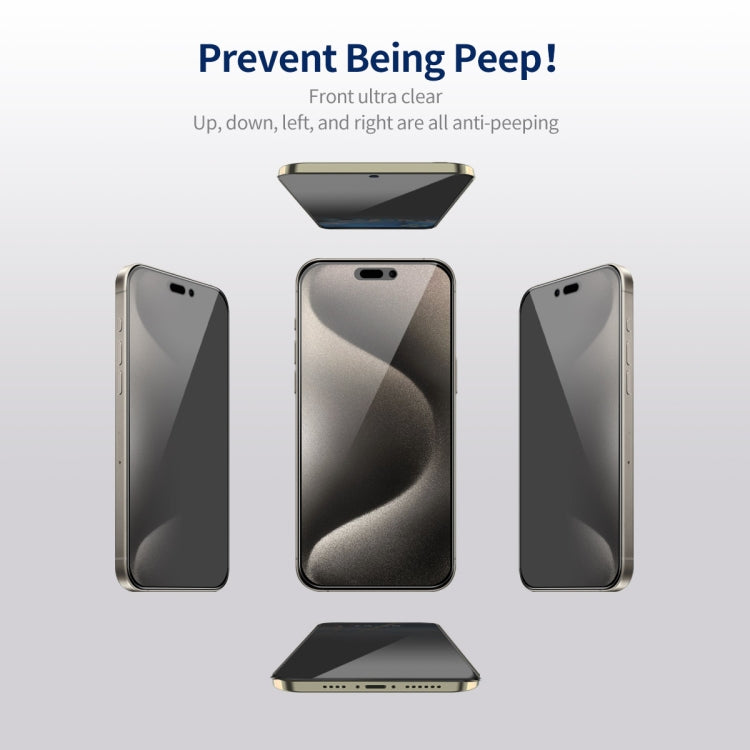 For iPhone 15 Pro 5pcs ENKAY Hat-Prince 360 Degree Anti-peeping Privacy Full Screen Tempered Glass Film